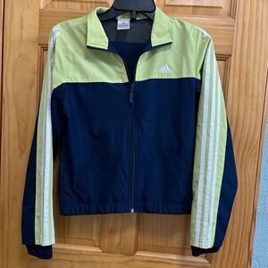Vintage like new Adidas youth size large green and navy zip up